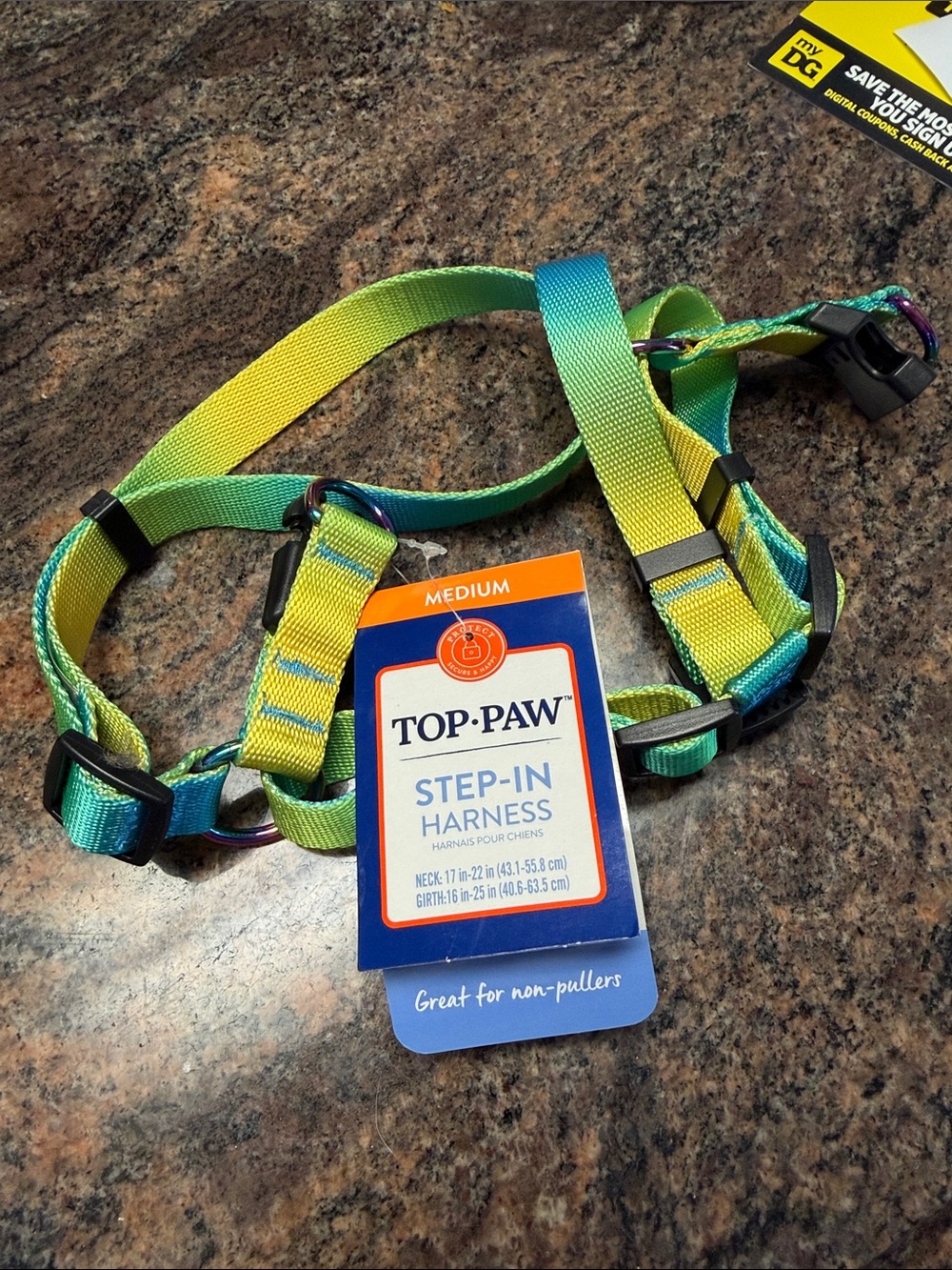 Top Paw Gradient Step-In Dog Harness in Green and Teal